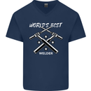 World's Best Welder Welding Mens V-Neck Cotton T-Shirt Navy Blue