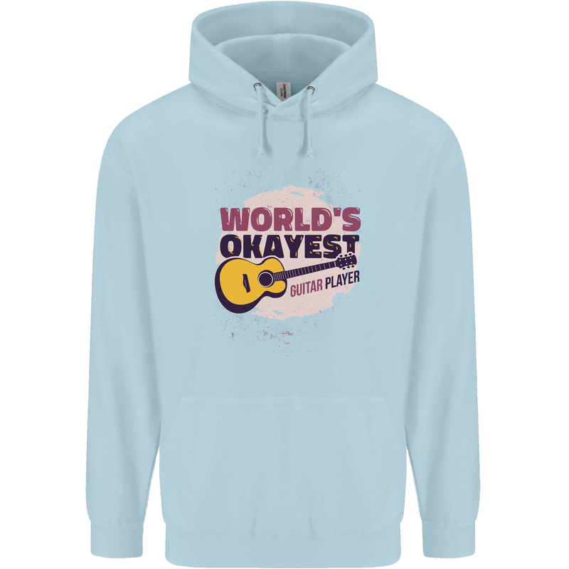 World's Okayest Guitar Player Funny Childrens Kids Hoodie Light Blue
