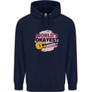 World's Okayest Guitar Player Funny Childrens Kids Hoodie Navy Blue