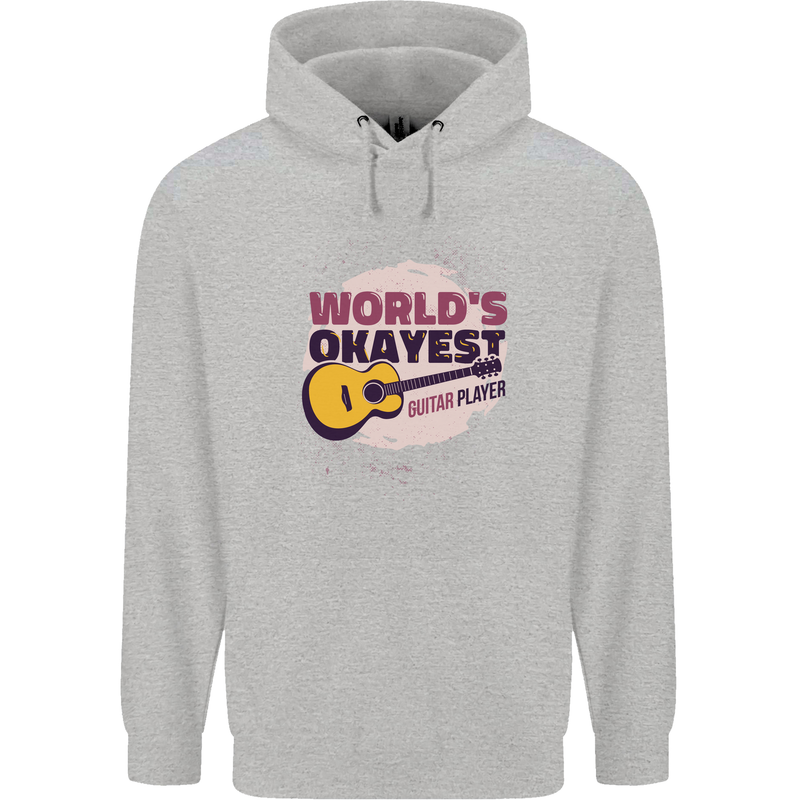 World's Okayest Guitar Player Funny Childrens Kids Hoodie Sports Grey