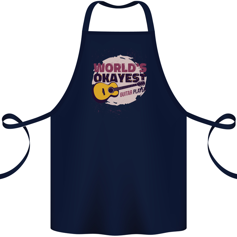 World's Okayest Guitar Player Funny Cotton Apron 100% Organic Navy Blue