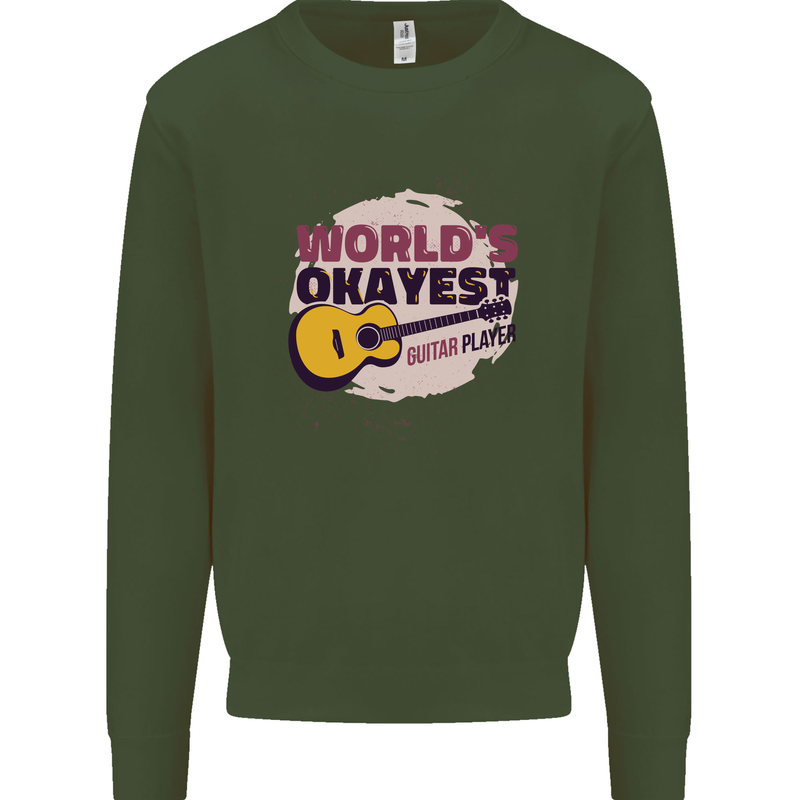 World's Okayest Guitar Player Funny Kids Sweatshirt Jumper Forest Green