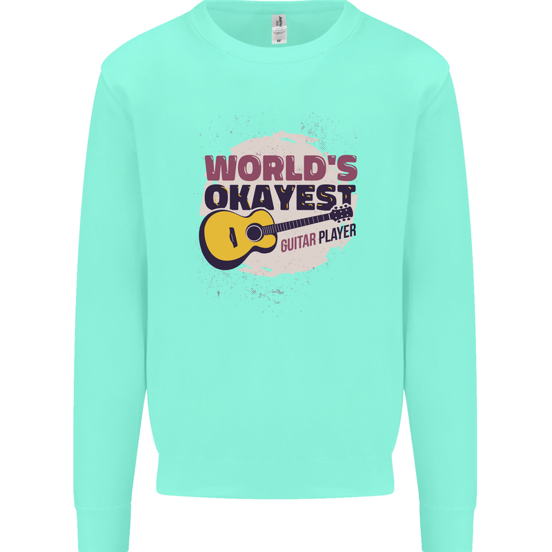 World's Okayest Guitar Player Funny Kids Sweatshirt Jumper Peppermint