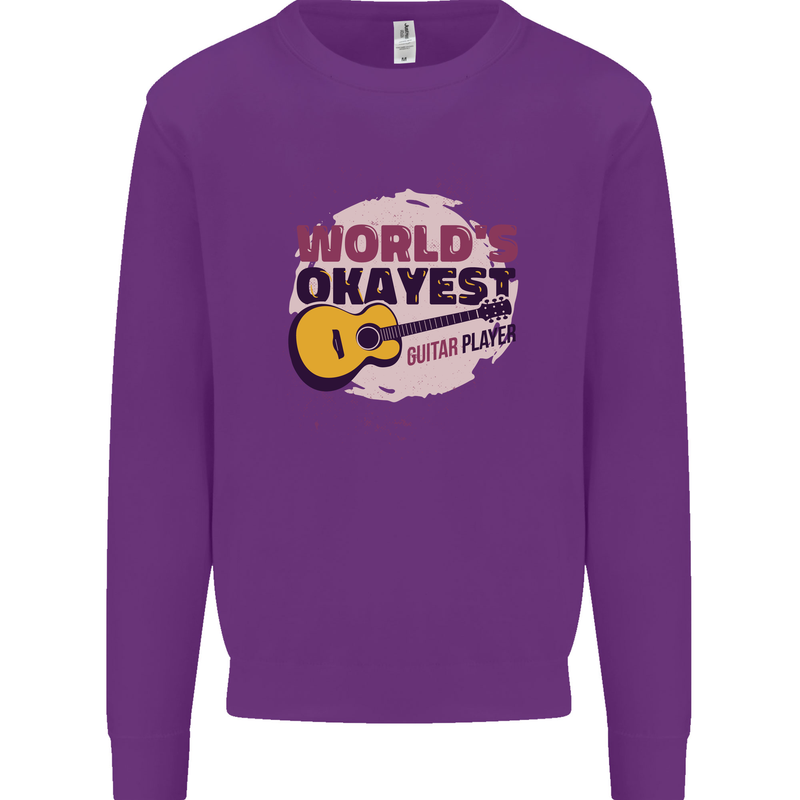 World's Okayest Guitar Player Funny Kids Sweatshirt Jumper Purple