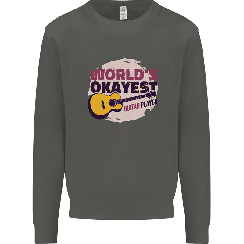 World's Okayest Guitar Player Funny Kids Sweatshirt Jumper Storm Grey