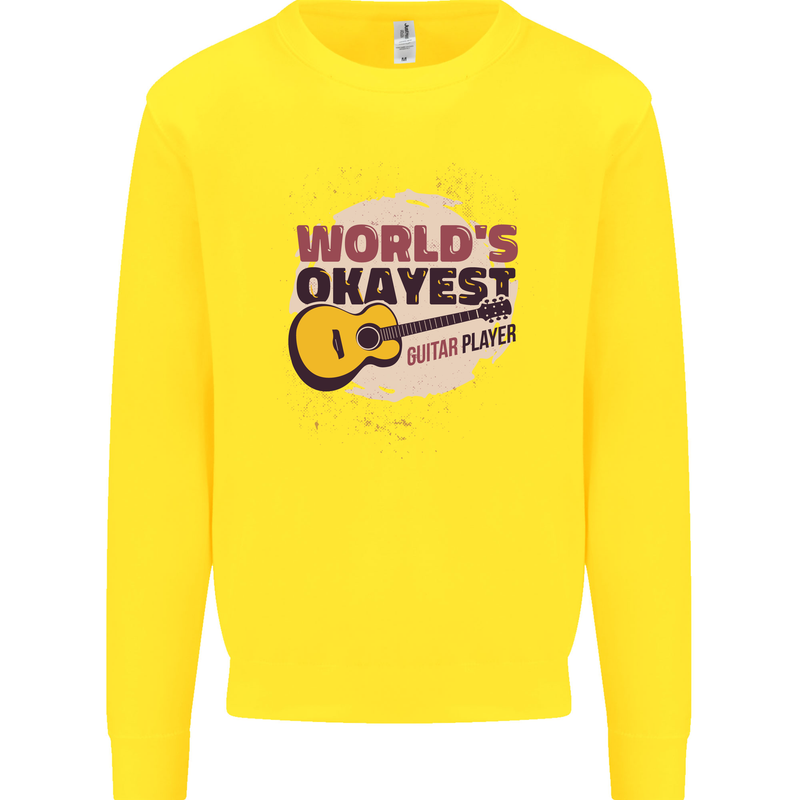 World's Okayest Guitar Player Funny Kids Sweatshirt Jumper Yellow