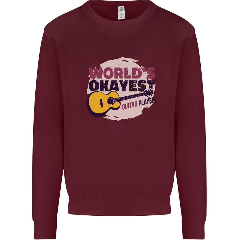 World's Okayest Guitar Player Funny Mens Sweatshirt Jumper Maroon