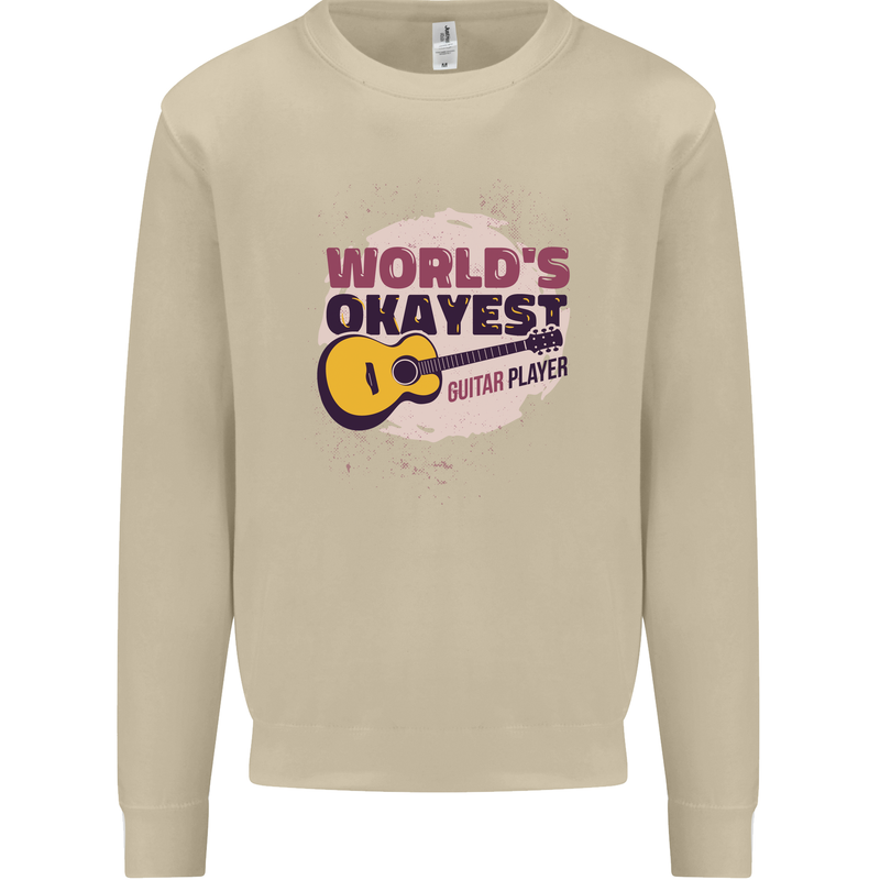 World's Okayest Guitar Player Funny Mens Sweatshirt Jumper Sand