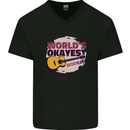 World's Okayest Guitar Player Funny Mens V-Neck Cotton T-Shirt Black