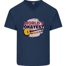World's Okayest Guitar Player Funny Mens V-Neck Cotton T-Shirt Navy Blue