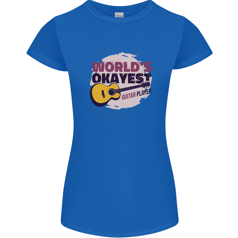 World's Okayest Guitar Player Funny Womens Petite Cut T-Shirt Royal Blue