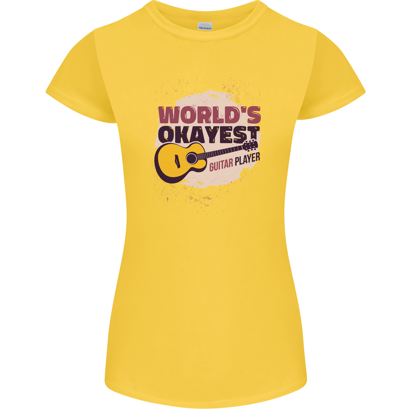 World's Okayest Guitar Player Funny Womens Petite Cut T-Shirt Yellow