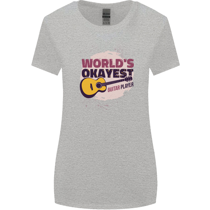 World's Okayest Guitar Player Funny Womens Wider Cut T-Shirt Sports Grey