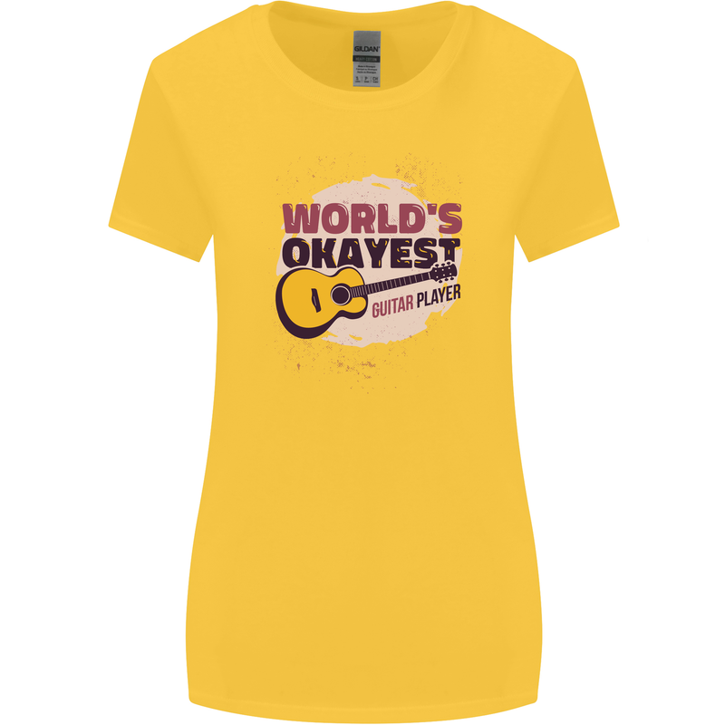 World's Okayest Guitar Player Funny Womens Wider Cut T-Shirt Yellow
