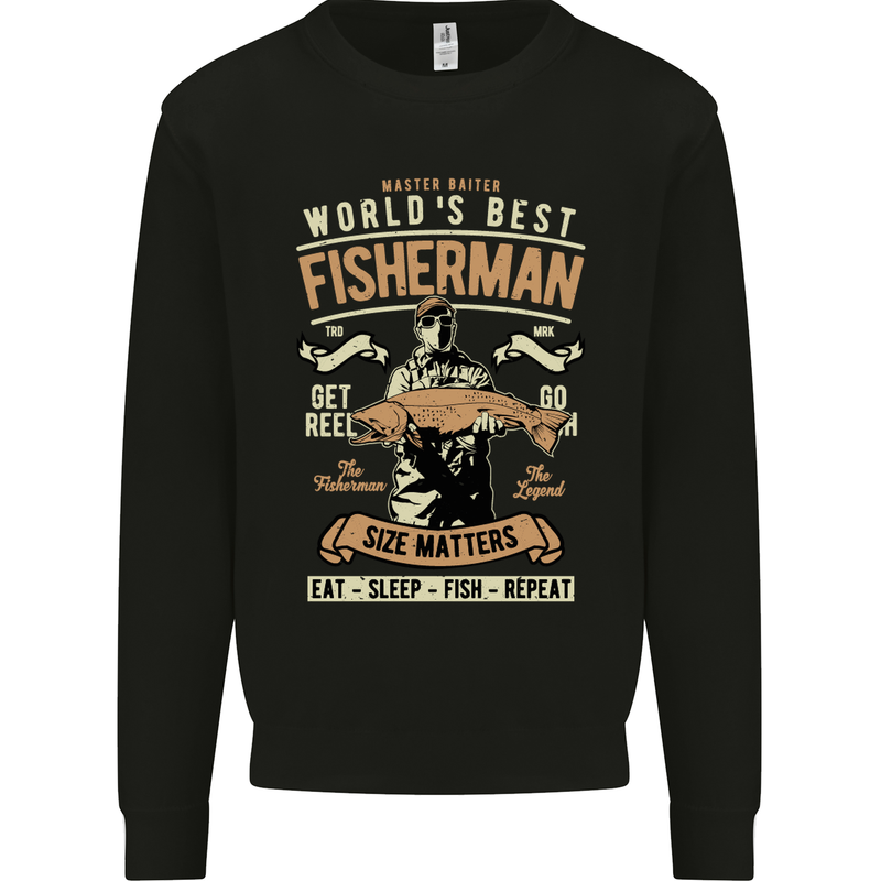 Worlds Best Fisherman Father's Day Fishing Mens Sweatshirt Jumper Black