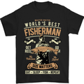 Worlds Best Fisherman Father's Day Fishing Mens T-Shirt Cotton Gildan Black