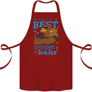 Worlds Best Papa Bear Fathers Day Cotton Apron 100% Organic Maroon