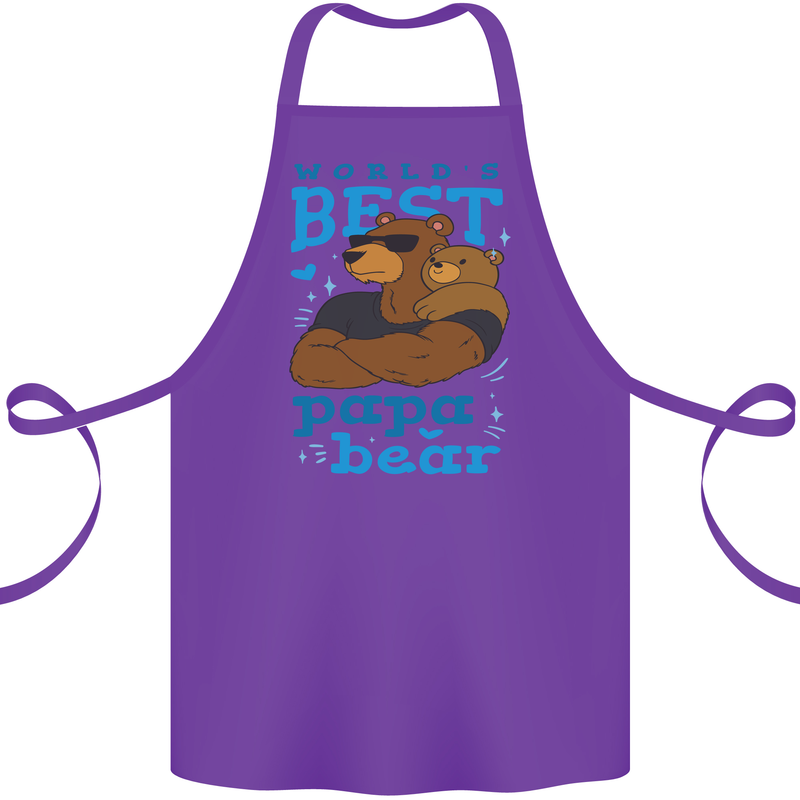 Worlds Best Papa Bear Fathers Day Cotton Apron 100% Organic Purple