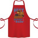 Worlds Best Papa Bear Fathers Day Cotton Apron 100% Organic Red
