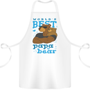 Worlds Best Papa Bear Fathers Day Cotton Apron 100% Organic White