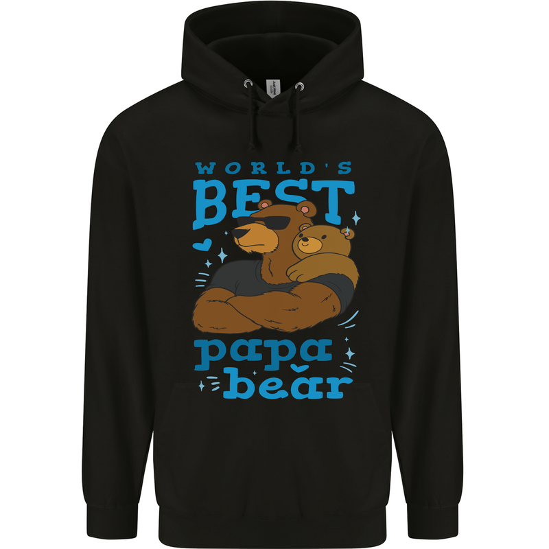 Worlds Best Papa Bear Fathers Day Mens 80% Cotton Hoodie Black