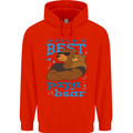 Worlds Best Papa Bear Fathers Day Mens 80% Cotton Hoodie Bright Red