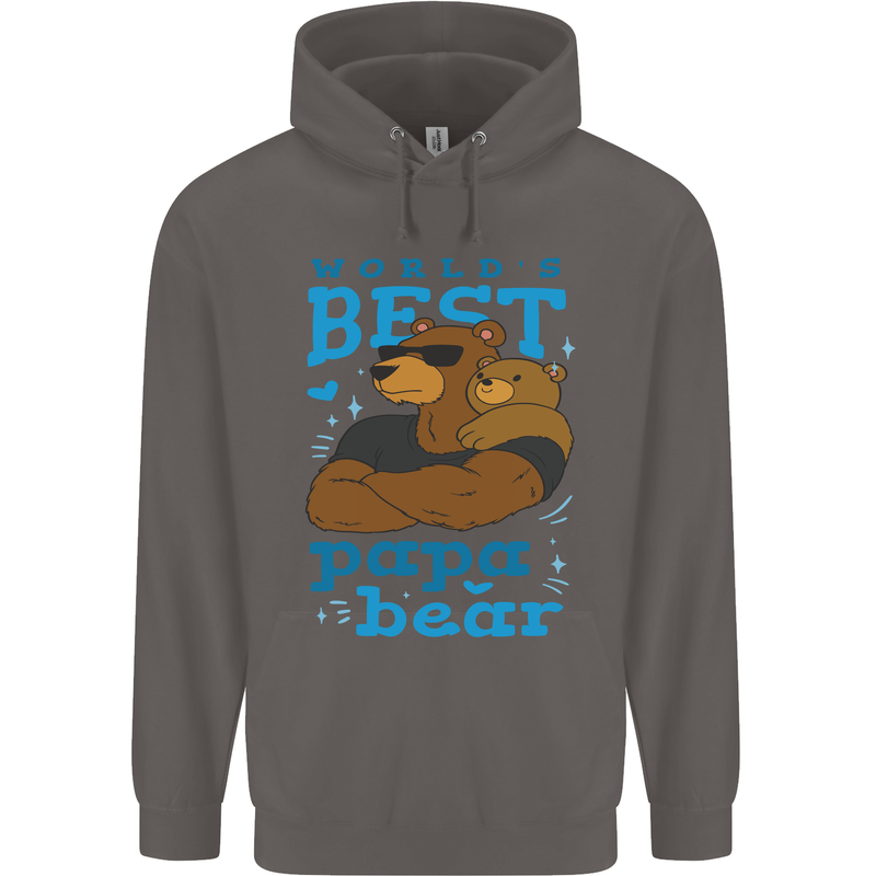 Worlds Best Papa Bear Fathers Day Mens 80% Cotton Hoodie Charcoal