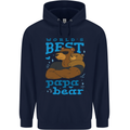 Worlds Best Papa Bear Fathers Day Mens 80% Cotton Hoodie Navy Blue