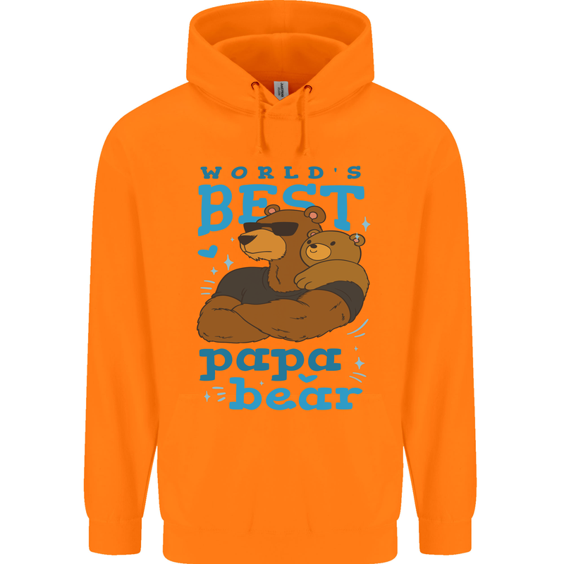 Worlds Best Papa Bear Fathers Day Mens 80% Cotton Hoodie Orange