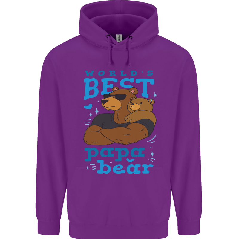 Worlds Best Papa Bear Fathers Day Mens 80% Cotton Hoodie Purple