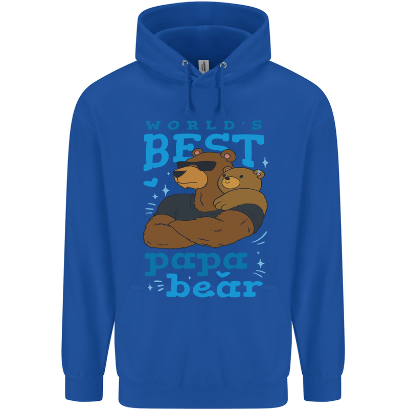 Worlds Best Papa Bear Fathers Day Mens 80% Cotton Hoodie Royal Blue