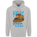 Worlds Best Papa Bear Fathers Day Mens 80% Cotton Hoodie Sports Grey