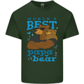 Worlds Best Papa Bear Fathers Day Mens Cotton T-Shirt Tee Top Forest Green