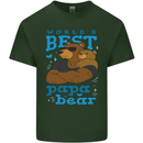 Worlds Best Papa Bear Fathers Day Mens Cotton T-Shirt Tee Top Forest Green