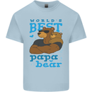 Worlds Best Papa Bear Fathers Day Mens Cotton T-Shirt Tee Top Light Blue