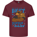 Worlds Best Papa Bear Fathers Day Mens Cotton T-Shirt Tee Top Maroon