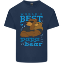 Worlds Best Papa Bear Fathers Day Mens Cotton T-Shirt Tee Top Navy Blue
