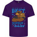 Worlds Best Papa Bear Fathers Day Mens Cotton T-Shirt Tee Top Purple