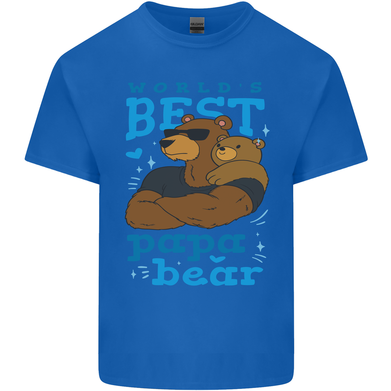 Worlds Best Papa Bear Fathers Day Mens Cotton T-Shirt Tee Top Royal Blue