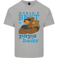 Worlds Best Papa Bear Fathers Day Mens Cotton T-Shirt Tee Top Sports Grey