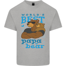 Worlds Best Papa Bear Fathers Day Mens Cotton T-Shirt Tee Top Sports Grey