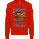 Worlds Best Papa Bear Fathers Day Mens Sweatshirt Jumper Bright Red