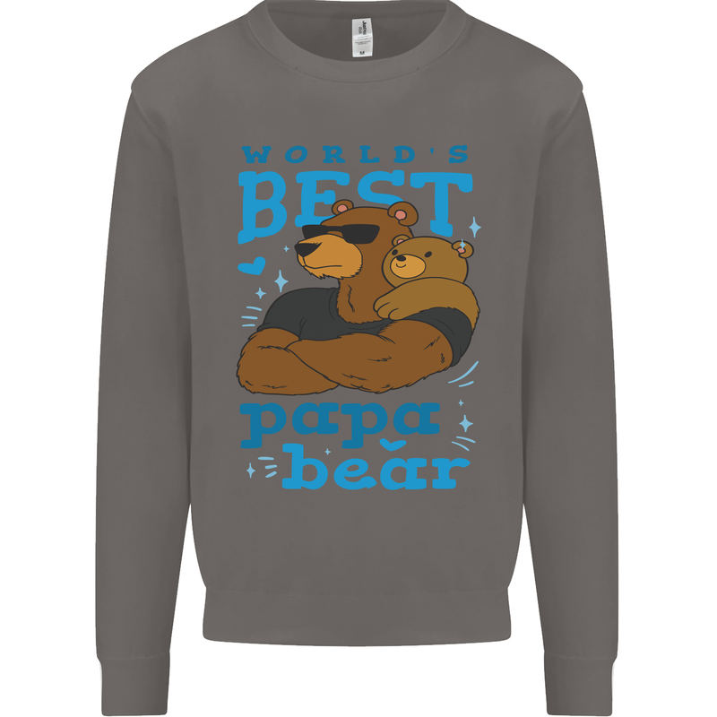 Worlds Best Papa Bear Fathers Day Mens Sweatshirt Jumper Charcoal