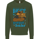 Worlds Best Papa Bear Fathers Day Mens Sweatshirt Jumper Forest Green
