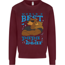 Worlds Best Papa Bear Fathers Day Mens Sweatshirt Jumper Maroon