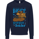 Worlds Best Papa Bear Fathers Day Mens Sweatshirt Jumper Navy Blue