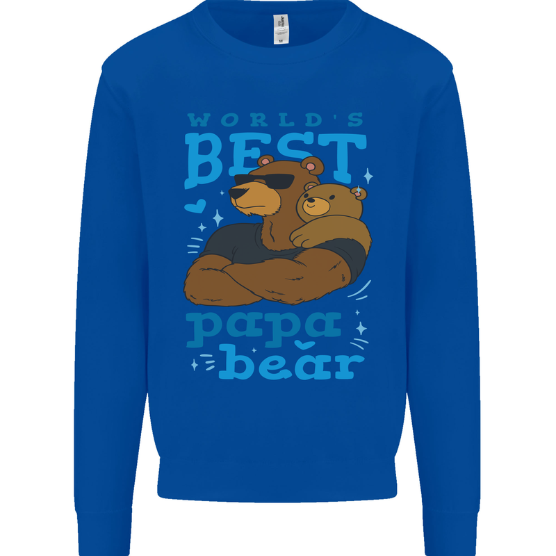 Worlds Best Papa Bear Fathers Day Mens Sweatshirt Jumper Royal Blue