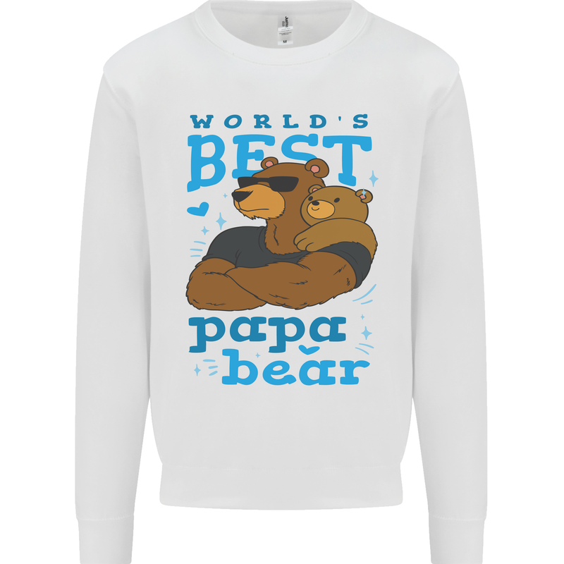 Worlds Best Papa Bear Fathers Day Mens Sweatshirt Jumper White