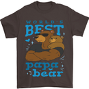 Worlds Best Papa Bear Fathers Day Mens T-Shirt Cotton Gildan Dark Chocolate