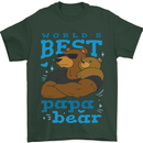 Worlds Best Papa Bear Fathers Day Mens T-Shirt Cotton Gildan Forest Green